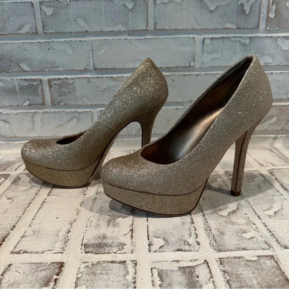 Brash Kosmic Women’s Gold Sparkle Platform High Heel Size 8.5 - Picture 3 of 8